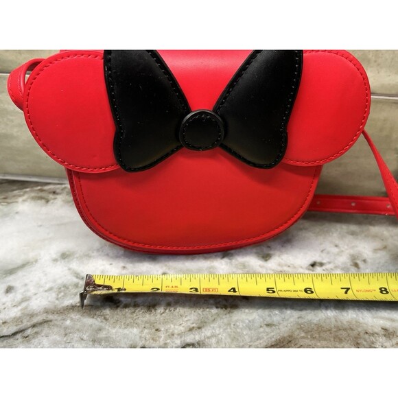 Disney Minnie Mouse Red W/Black Bow Adjustable Strap Purse Handbag Crossbody - Picture 2 of 12